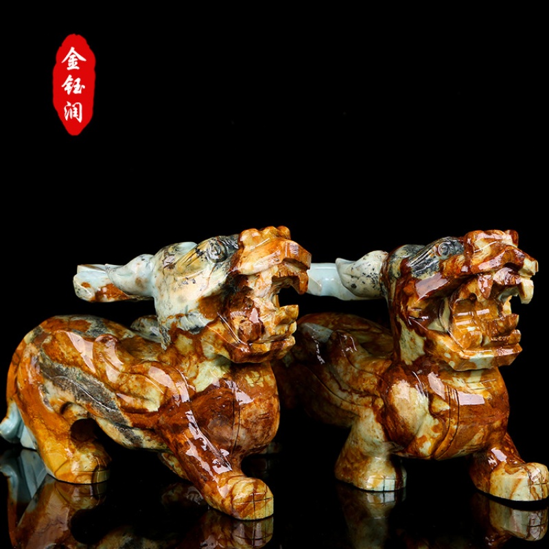 花玉貔貅摆件岫玉摆件玉石珠宝玉器工艺貔貅招财风水家居摆饰在类目 特色手工艺, 少数民族特色工艺品, 满族中 - 来自Buy2taobao.com提供专业的淘宝代购服务