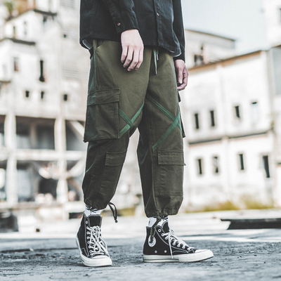 国潮小范ins超火的裤子国潮情侣嘻哈阔腿裤男宽松哈伦裤男ulzzang