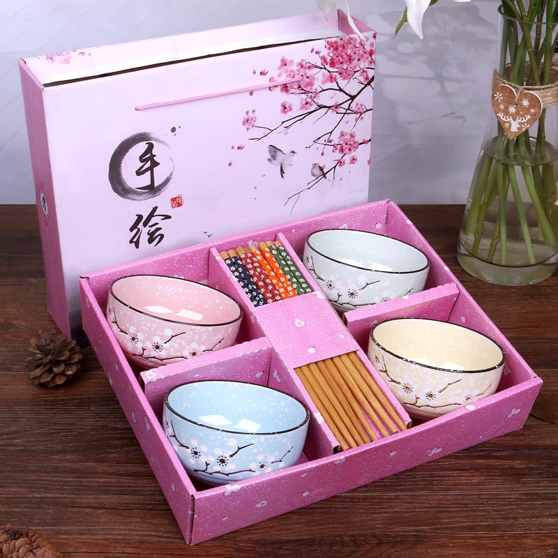 Dishes Gifts tableware suit Safflower Dishes Korean ceramics Wealth gift Hand drawn Bloom Sets of bowls Bonein the Tableware , Tableware , Bowl category - from Buy2taobao.com to provide professional Taobao agent buy service