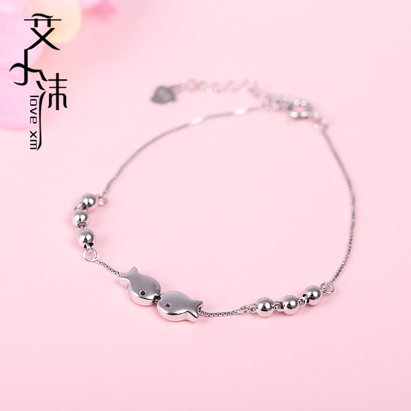 925 Silver Bracelet Small round bead Pisces Bracelet Korean Edition Sweet fashion Female models Silver Accessories jewelry femalein the Accessories/Fashion Jewelry, Bracelets category - from Buy2taobao.com to provide professional Taobao agent buy service