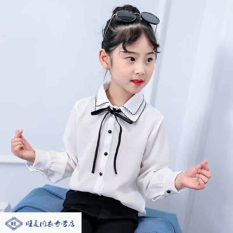2019中大童春季雪纺衫女女童白色雪纺衬衫新款春季女孩韩版洋气中|msdalam kategori Kanak-kanak/Bayi/Keluarga dipasang, shirt - dari Buy2taobao.com untuk memberikan perkhidmatan ejen Taobao profesional membeli
