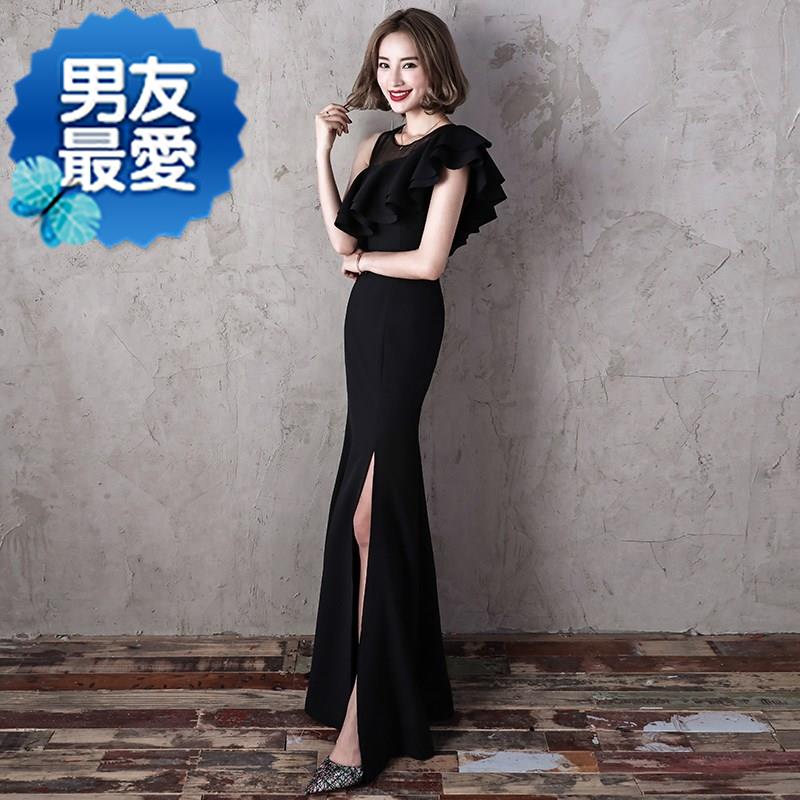 black full dress 2018 new pattern Dignified atmosphere fish tail have more cash than can be accounted for Show thin company Annual meeting banquet hostin the Women's clothing/Boutique , Wedding/Cheongsam/Formal dress , Formal dress/Evening category - from Buy2taobao.com to provide professional Taobao agent buy service