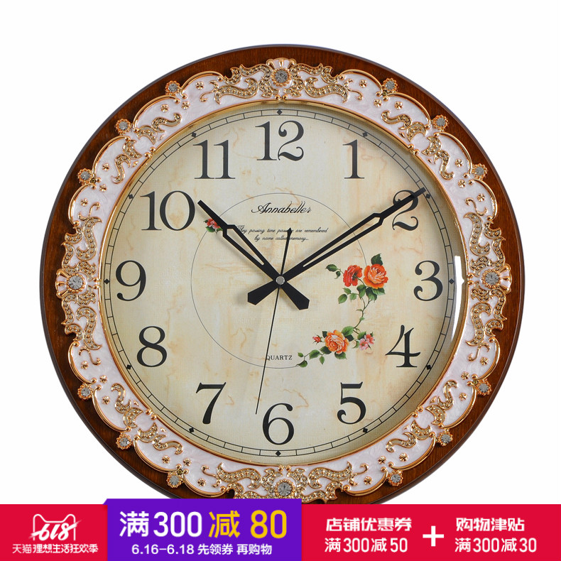 Luxurious European style Countryside Wall clock a living room Mute originality clocks and watches fashion bedroom Quartz Japan Lai Sheng Movementin the Home Daily , Bell , Wall clock category - from Buy2taobao.com to provide professional Taobao agent buy service