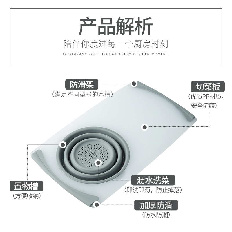 多功能水槽切菜板家用廚房塑料砧板擀面案板水果帶折疊瀝水收納籃在類目 廚房/烹飪用具, 烹飪用具, 砧板/菜板中 - 來自Buy2taobao.com提供專業的淘寶代購服務