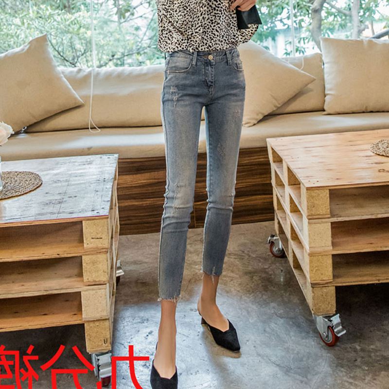 2019 new pattern Light colour Jeans Ninth pants Tight fitting Cropped Trousers trousers Elastic force Show thinin the Women's clothing/Boutique , Jeans category - from Buy2taobao.com to provide professional Taobao agent buy service