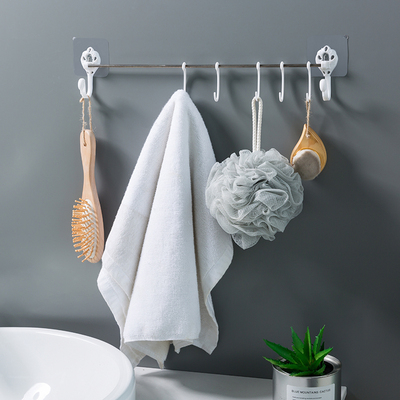 家用壁挂一排粘钩强力承重卡通免打孔厨房卫生间塑料无痕居家挂钩