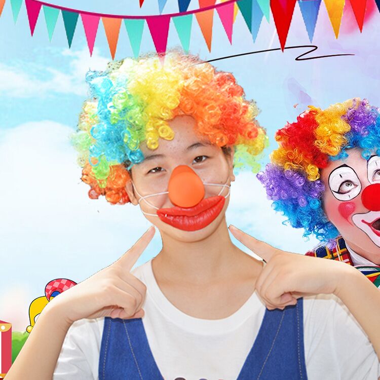 万圣节儿童彩色假发爆炸头发声红鼻子大嘴巴表演小丑成人搞怪道具|ruв категории плесень играть/Аниме/вокруг/cos/настольные игры, вечеринка/магия товаров, другие - от Buy2taobao.com для оказания профессиональной услуги покупки агента Taobao