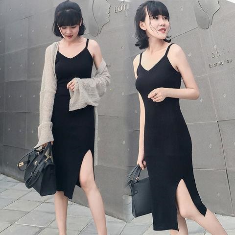 背心长裙黑色打底裙长款内搭背心裙露背裙修身无袖吊带连衣裙女夏|ruв категории Мужская одежда, национальная одежда - от Buy2taobao.com для оказания профессиональной услуги покупки агента Taobao