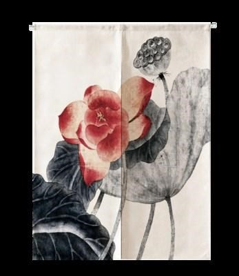 New Chinese style door curtain Partition curtain Retro Chinese style Buddhist mood Fabric art Half-curtain Tearoom Hanging curtain screen Decorative curtainin the Home Fabric , Curtains and curtain accessories , Curtain category - from Buy2taobao.com to provide professional Taobao agent buy service