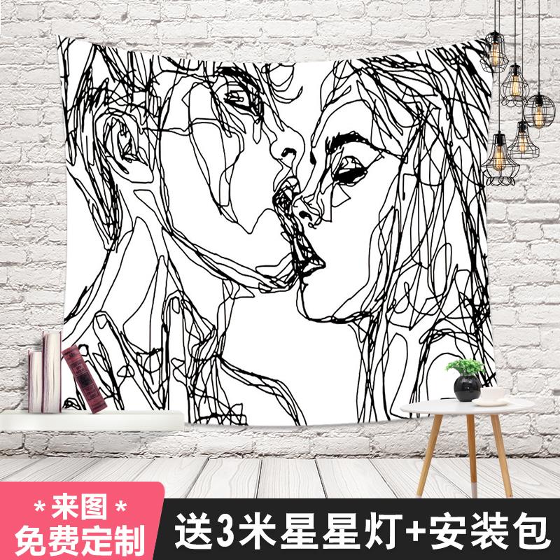 Northern Europe Valance girl Abstract lovers ins Background cloth Room decorate Qiangbu Electric meter box Tapestries Hanging picturein the Home Fabric , Tapestry/Tapestry category - from Buy2taobao.com to provide professional Taobao agent buy service
