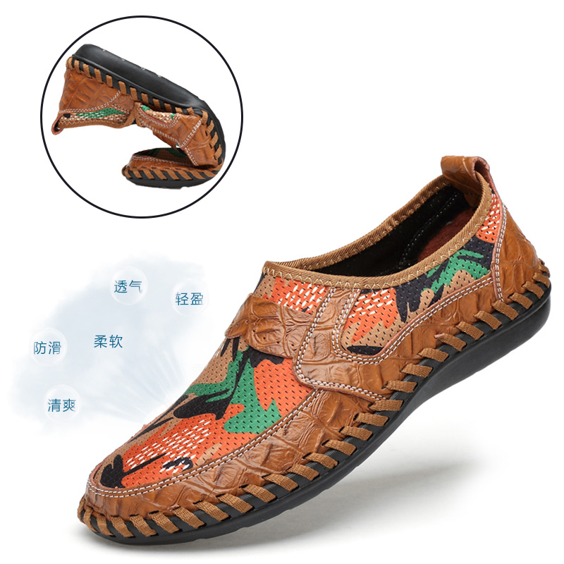 man genuine leather Sandals Large leather shoes Male net Cloth shoes A pedal Lazy man Casual shoes Hollow Sandals Crocsin the Outdoor/Mountaineer/Camping/Travel Goods , Outdoor footwear , Hiking shoes/Hiking category - from Buy2taobao.com to provide professional Taobao agent buy service