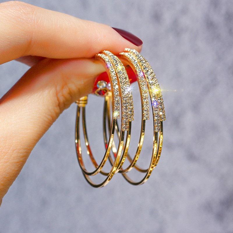 925 Silver needle Full bore Geometry circle golden Earrings the republic of korea temperament personality Versatile Hoop Earringsin the Accessories/Fashion Jewelry, Earring , Earring category - from Buy2taobao.com to provide professional Taobao agent buy service