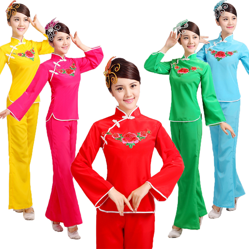 新款秧歌服女成人套装中老年扇子舞蹈演出腰鼓队打鼓服广场舞服装在类目 运动/瑜伽/健身/球迷用品, 舞蹈/健美操/体操, 秧歌舞, 秧歌服中 - 来自Buy2taobao.com提供专业的淘宝代购服务