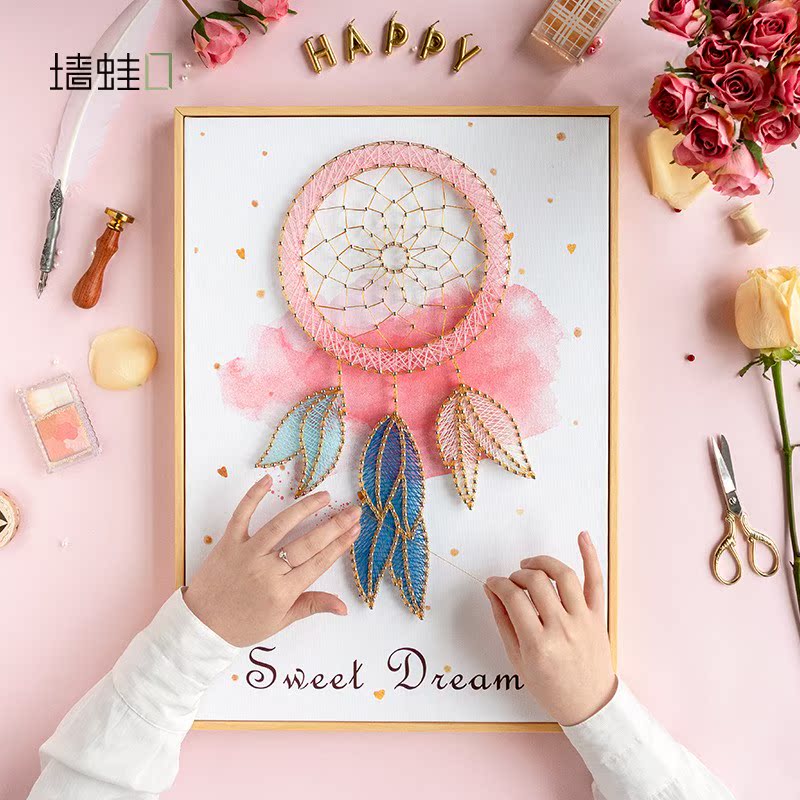 diy手工礼物弦丝画减压捕梦网材料包创意生日礼物送女友绕线画在类目 家居饰品, 装饰画, DIY/数字油画中 - 来自Buy2taobao.com提供专业的淘宝代购服务