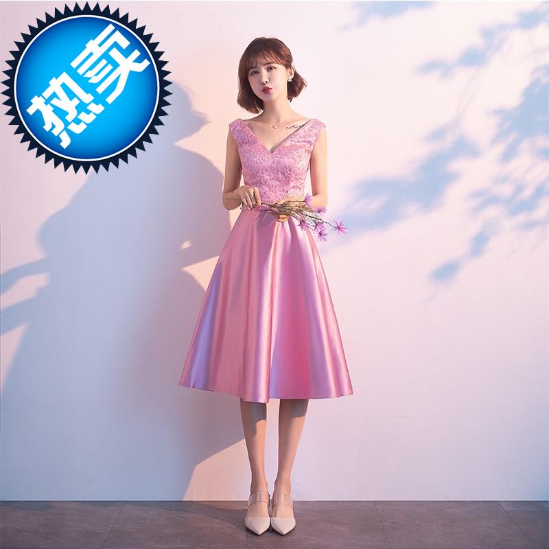 Pink Bridesmaid Dresses temperament Sister skirt Korean Edition Mid length version full dress 2019 graduation have cash less than that is registered in the accounts Bridesmaidin the Women's clothing/Boutique , Wedding/Cheongsam/Formal dress , Formal dress/Evening category - from Buy2taobao.com to provide professional Taobao agent buy service