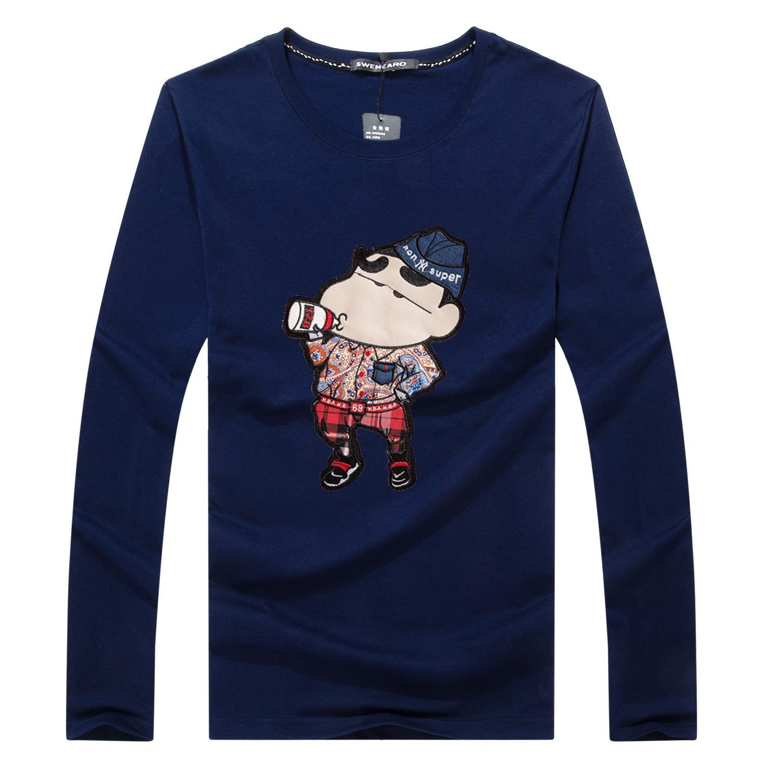 spring and autumn man Long sleeve Crayon Shin Chan Cartoon Trend pure cotton Large T-shirts Easy student Long sleeve jacket T-shirtin the Men's clothing, T-shirt category - from Buy2taobao.com to provide professional Taobao agent buy service