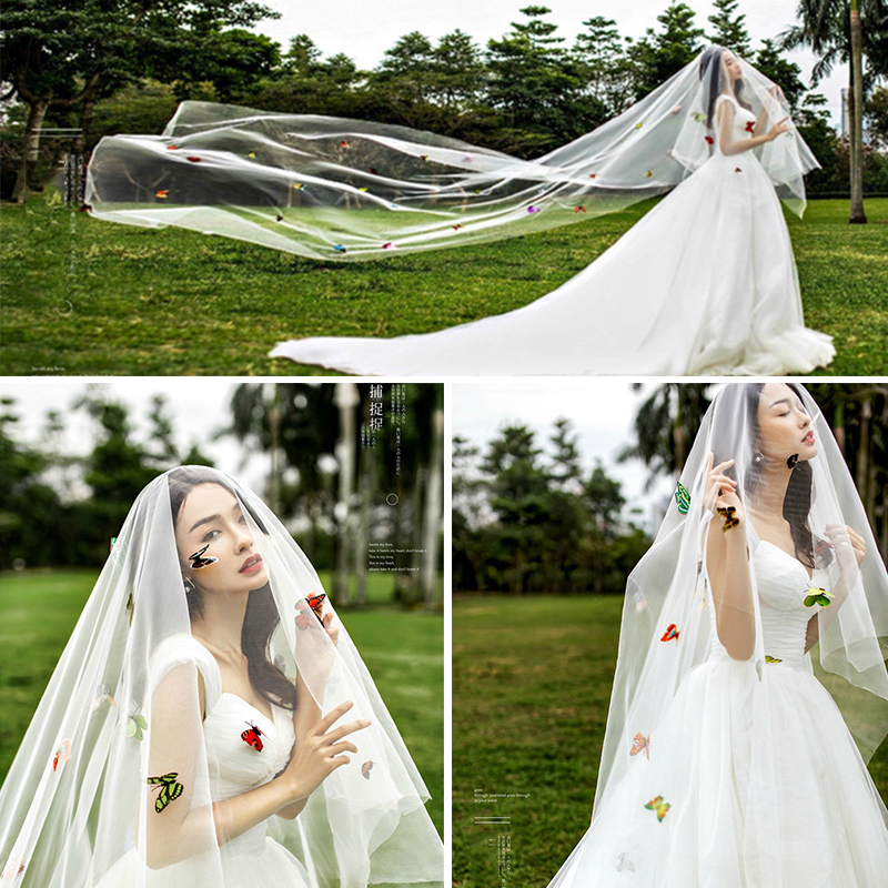 2018新款新娘拍照蝴蝶头纱飘纱白色软纱影楼创意写真摄影婚纱配饰在类目 服饰配件/皮带/帽子/围巾, 婚纱礼服配件, 头纱中 - 来自Buy2taobao.com提供专业的淘宝代购服务