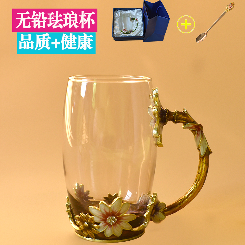 欧式珐琅彩水晶杯玻璃杯软妹少女花茶杯家用带把水杯创意琳琅杯子在类目 餐饮具, 杯子/水杯/水壶, 玻璃杯中 - 来自Buy2taobao.com提供专业的淘宝代购服务