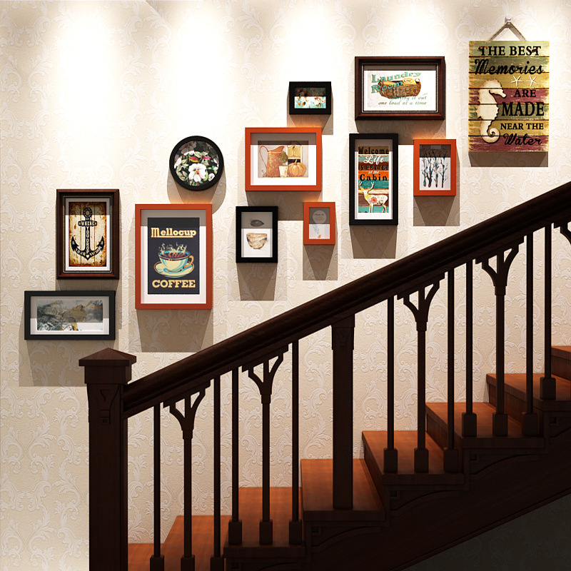 European style Photo wall Photo frame Corridor stairs Decorative painting 12 Wall hanging combination Frame Background wall Photo wallin the Home accessories , Photo/Photo Wall , Photo Wall category - from Buy2taobao.com to provide professional Taobao agent buy service