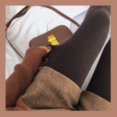 翻滚吧糖糖 |【冬日童话】1100D厚绒微压条纹显瘦保暖连裤袜踩脚