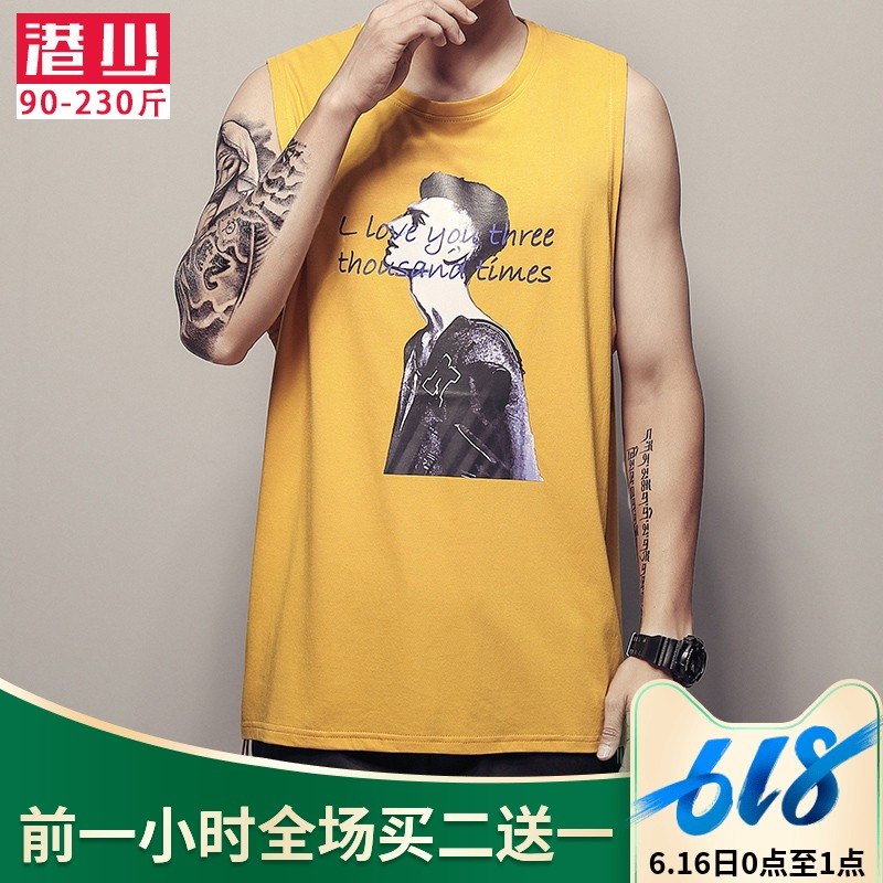 男装上衣2019夏季新款无袖T恤加肥大码宽松背心胖子个性潮流衣服在类目 男装, 背心/马甲中 - 来自Buy2taobao.com提供专业的淘宝代购服务