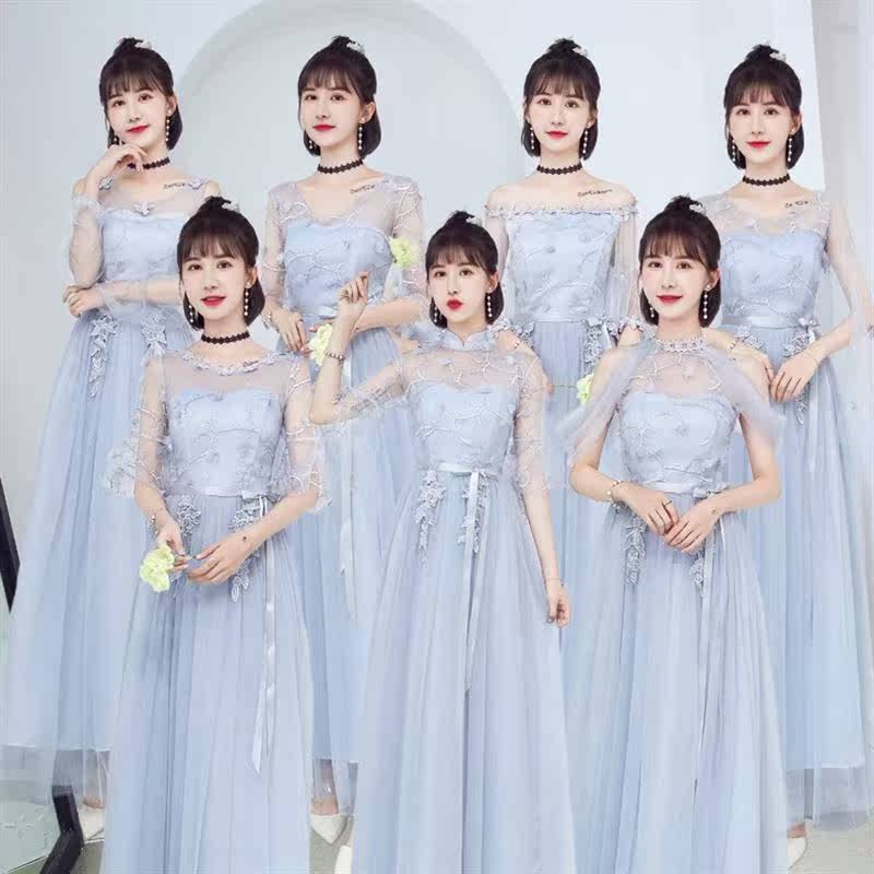 伴娘礼服女2018韩版婚礼长款合唱团灰色显瘦一字肩短秋在类目 女装/女士精品, 婚纱/旗袍/礼服, 礼服/晚装中 - 来自Buy2taobao.com提供专业的淘宝代购服务