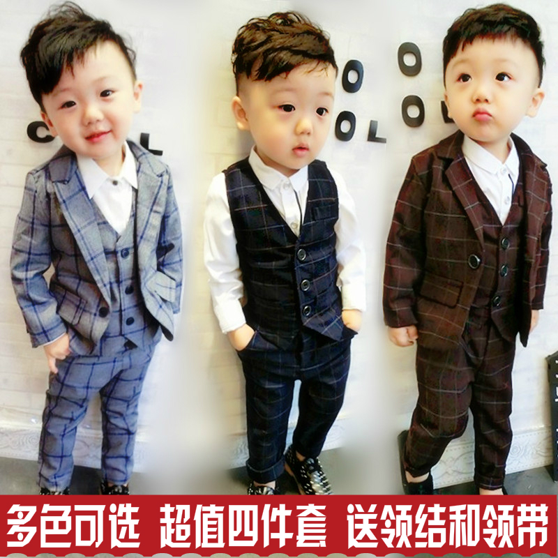 Children's clothing children Suit Three-piece Suite Boy lattice man 's suit coat suit Vest suit Host full dressin the Children/Baby/Family fitted , Set category - from Buy2taobao.com to provide professional Taobao agent buy service