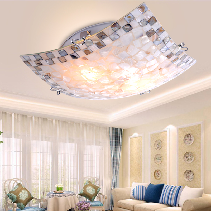 personality originality Square Mediterranean Sea shell Ceiling lamp balcony Aisle Entrance Corridor Bedroom lights Restaurant lamps and lanternsin the Decoration main material , Lamps , Ceiling category - from Buy2taobao.com to provide professional Taobao agent buy service