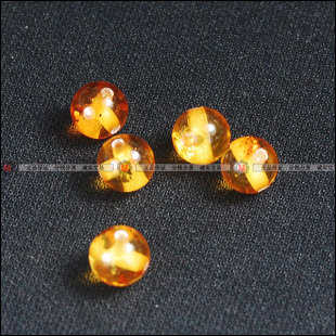  Amber天然琥珀 7mm三通圆珠 金珀DIY108颗古玩专用配件 15元一颗