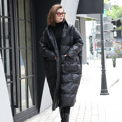 X2017大码冬装新款欧美中长连帽棉衣棉服宽松面包服外套保暖棉袄