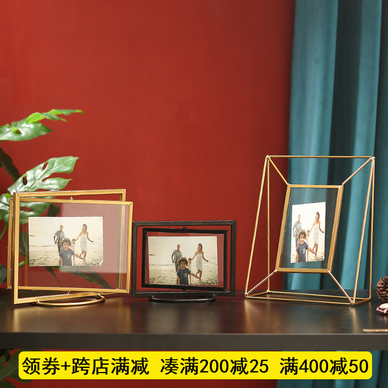 北欧式创意金色几何立体照片金属相框摆台现代简约6寸8寸桌面摆件在类目 家居饰品, 相框/画框中 - 来自Buy2taobao.com提供专业的淘宝代购服务
