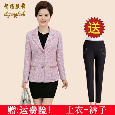 中年女装春秋外套中老年短款小西装妈妈夏装上衣40-50岁2018新款