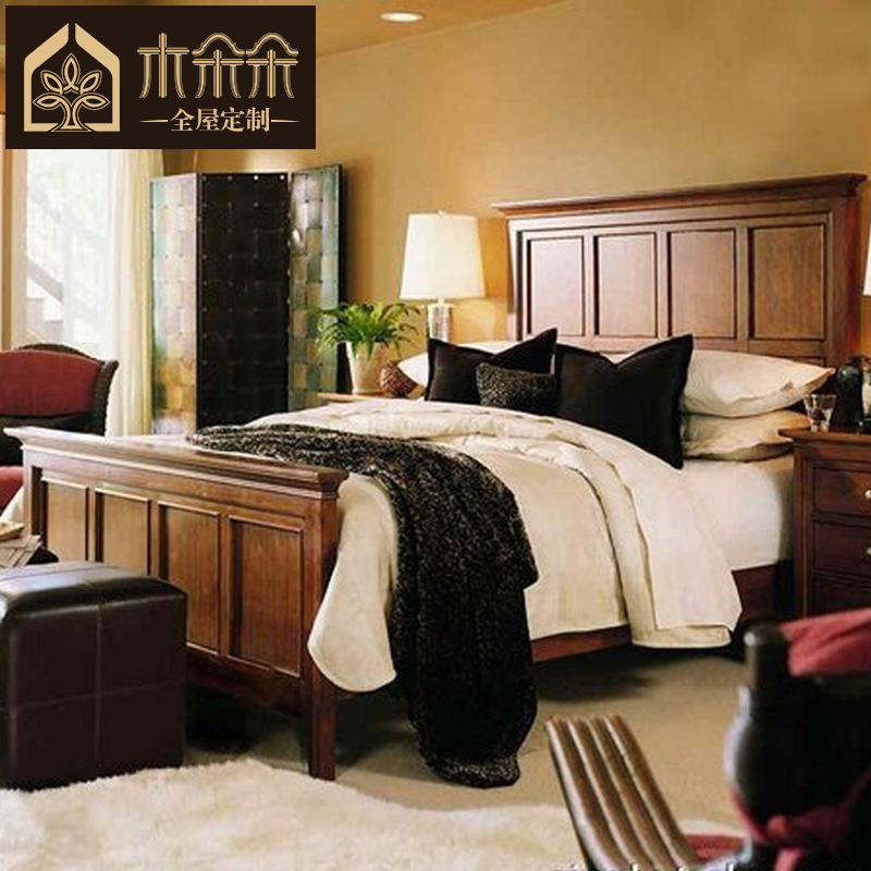 Blossoming furniture American style Log Master bedroom bed Marriage bed rural Bedside 1.58 customized solid wood Double bedin the Residential furniture , Beds , Solid wood bed category - from Buy2taobao.com to provide professional Taobao agent buy service