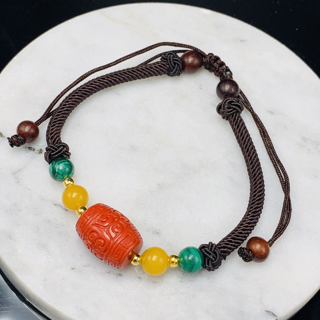 Hong Kong Amber Cinnabar roller Palisade Malachite Beeswax Bead Braceletin the Accessories/Fashion Jewelry, Bracelets category - from Buy2taobao.com to provide professional Taobao agent buy service
