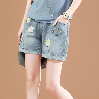 韩潮袭人休闲破洞牛仔短裤女宽松2019新款夏季裤子韩版热裤哈伦裤