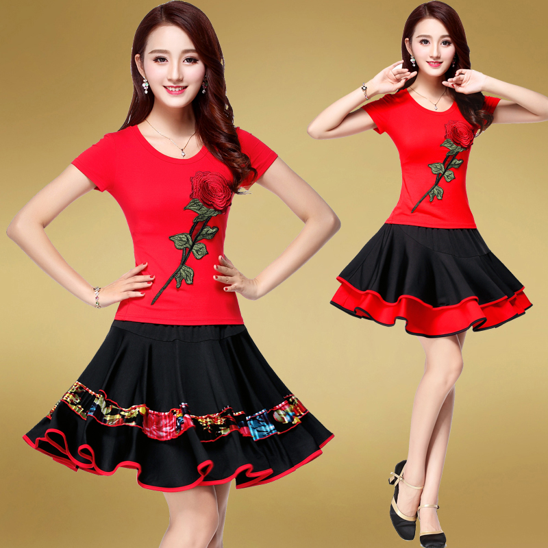 2019广场舞服装新款套装套裙夏季短袖短裙子杨丽萍跳舞蹈的衣服女在类目 运动/瑜伽/健身/球迷用品, 舞蹈/健美操/体操, 广场舞, 广场舞套装中 - 来自Buy2taobao.com提供专业的淘宝代购服务