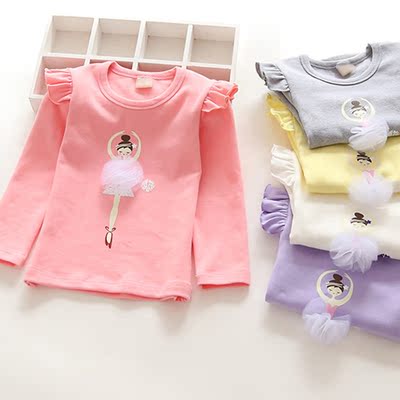 童装女童T恤2018秋装新款中小童儿童长袖打底衫宝宝上衣