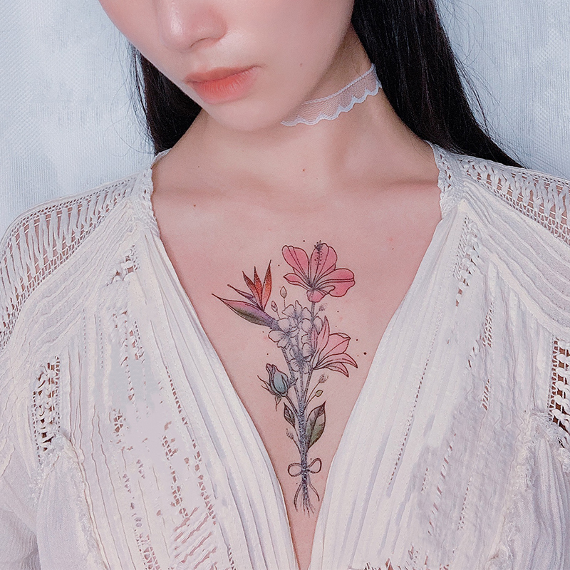 蔷薇姑娘原创防水纹身彩色花ins风性感婚纱手臂小腿纹身贴 防水在类目 彩妆/香水/美妆工具, 身体彩绘中 - 来自Buy2taobao.com提供专业的淘宝代购服务