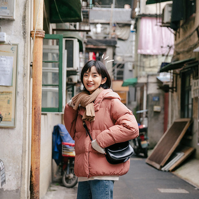 忠犬小八梨型自制2018秋冬新品短款面包服棉衣女连帽宽松显瘦学生