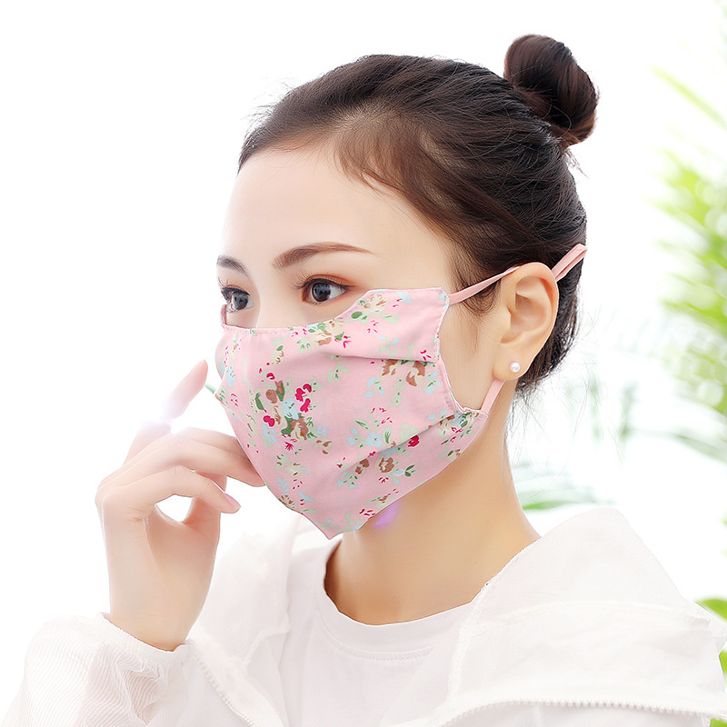 Spring and summer new pattern lady Sunscreen Silk like Mask Sweet Broken flowers mulberry silk dustproof Mask sunshade face shieldin the Home Daily , Protective Equipment , Masks category - from Buy2taobao.com to provide professional Taobao agent buy service