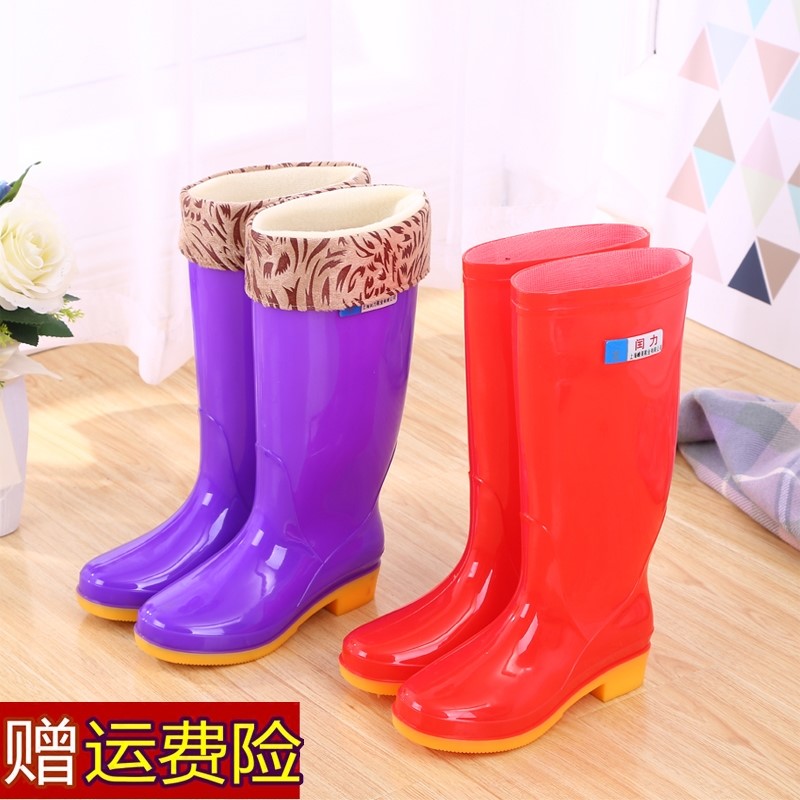 High cylinder Rain shoes lady Boots adult Plush keep warm Rubber shoes non-slip bucket Dichotomanthes bottom waterproof long and tube-shaped Water shoesin the Women's Shoes, Rain Boots category - from Buy2taobao.com to provide professional Taobao agent buy service