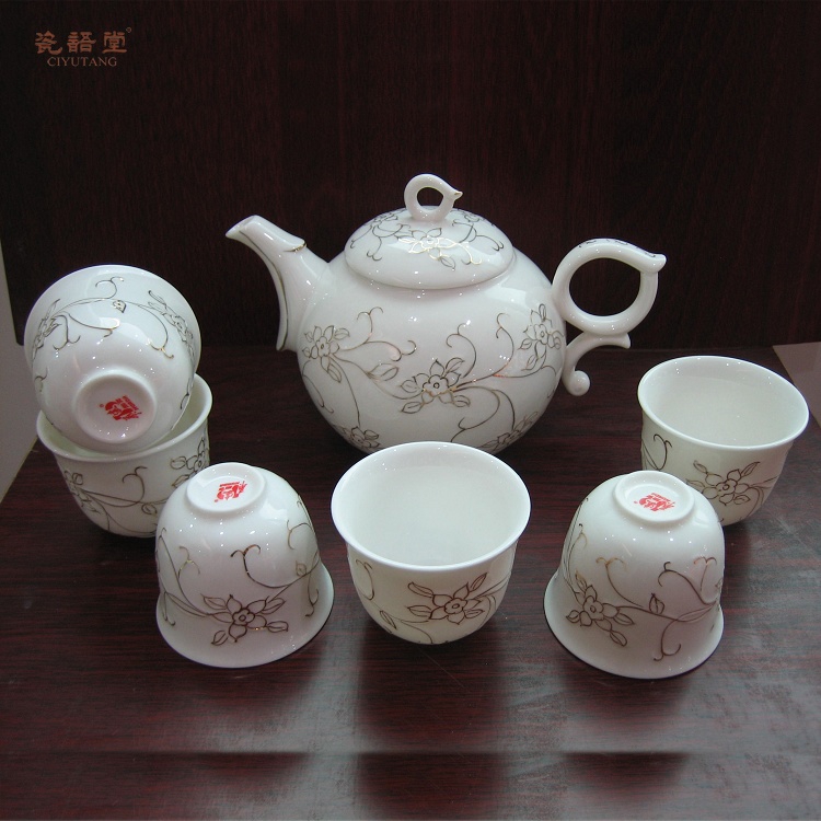 瓷語堂/德化陶瓷日用白瓷華達品牌花藤大茶組紅茶茶具描金大茶壺在類目 餐飲具, 茶具, 功夫茶具中 - 來自Buy2taobao.com提供專業的淘寶代購服務