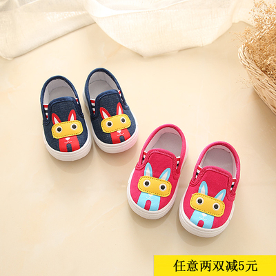 小宝宝春秋鞋帆布鞋小童软底防滑学步鞋男女童板鞋婴幼儿一脚蹬鞋