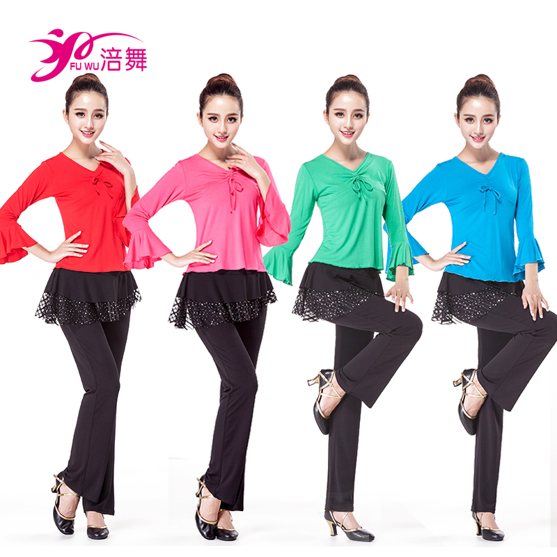 涪舞2019春秋款舞蹈服装广场舞服装新款女成人纯色喇叭袖裙裤套装在类目 运动/瑜伽/健身/球迷用品, 舞蹈/健美操/体操, 广场舞, 广场舞套装中 - 来自Buy2taobao.com提供专业的淘宝代购服务