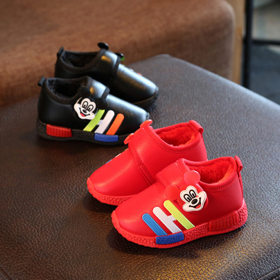 儿童棉鞋男童运动鞋女童冬鞋宝宝棉鞋1-3岁小红鞋加绒保暖短靴2