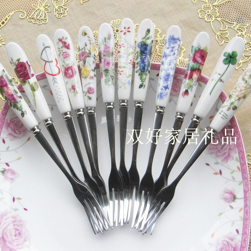 Bone Stainless steel cutlery ceramics Fork Fruit sign Moon Cake lovely fruit Fork originality environmental protectionin the Tableware , Tableware , Western cutlery set category - from Buy2taobao.com to provide professional Taobao agent buy service