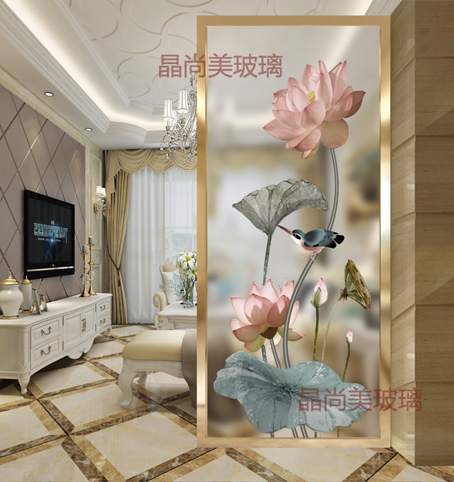 定制现代艺术玻璃客厅屏风隔断玄光背景墙钢化3D彩绘双面透光荷花在类目 基础建材, 玻璃, 艺术玻璃中 - 来自Buy2taobao.com提供专业的淘宝代购服务