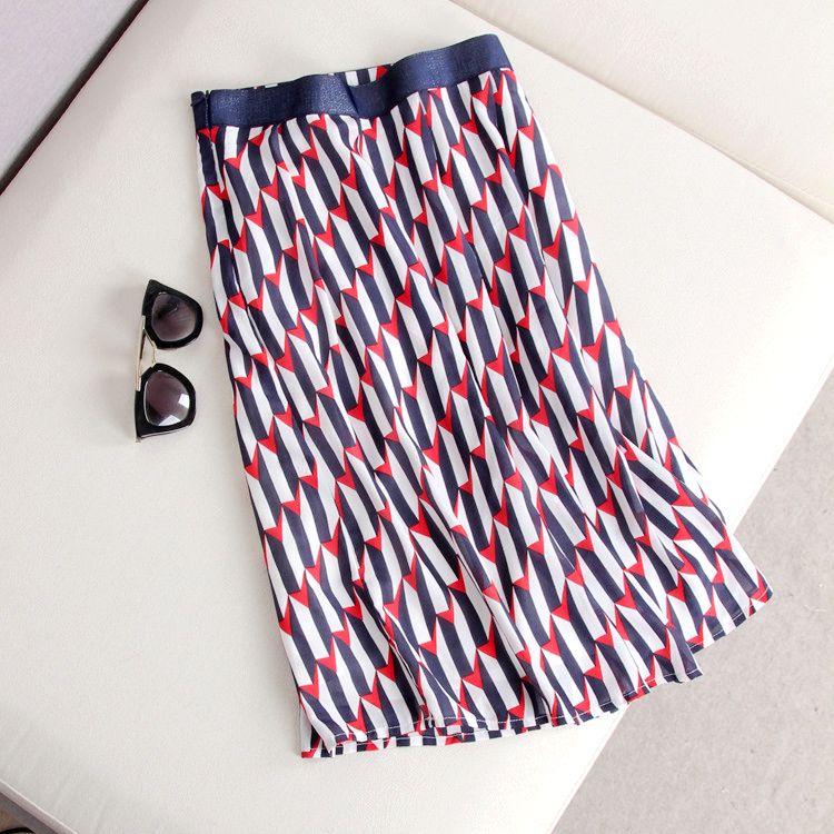 Intellectuality atmosphere leisure time fashion Geometry printing Crepe de chine Real silk Half skirt Overknee Mid length version 2019 Summer stylein the Women's clothing/Boutique , Skirts category - from Buy2taobao.com to provide professional Taobao agent buy service