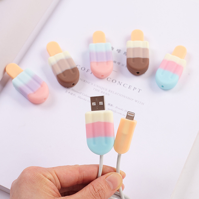 可爱雪糕硅胶苹果数据线保护套iPhone6/7/8/X防断裂充电线保护头