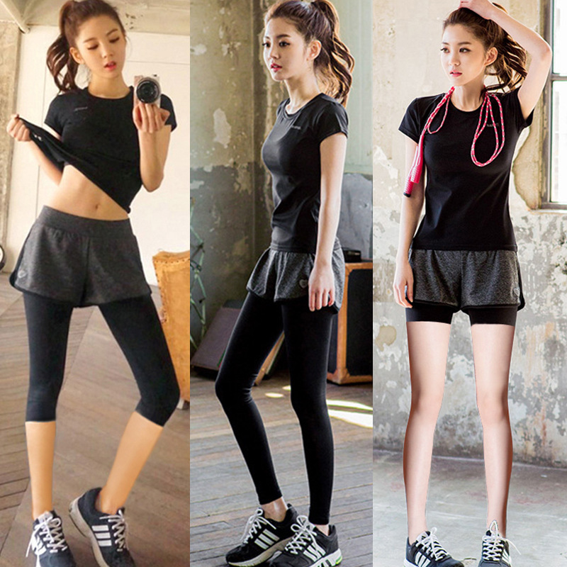 韩版夏季瑜伽服两件套装短袖速干衣假两件透气吸汗运动健身服女士|ruв категории движение/йога/фитнес/фанаты товаров, йога, йога одежда - от Buy2taobao.com для оказания профессиональной услуги покупки агента Taobao